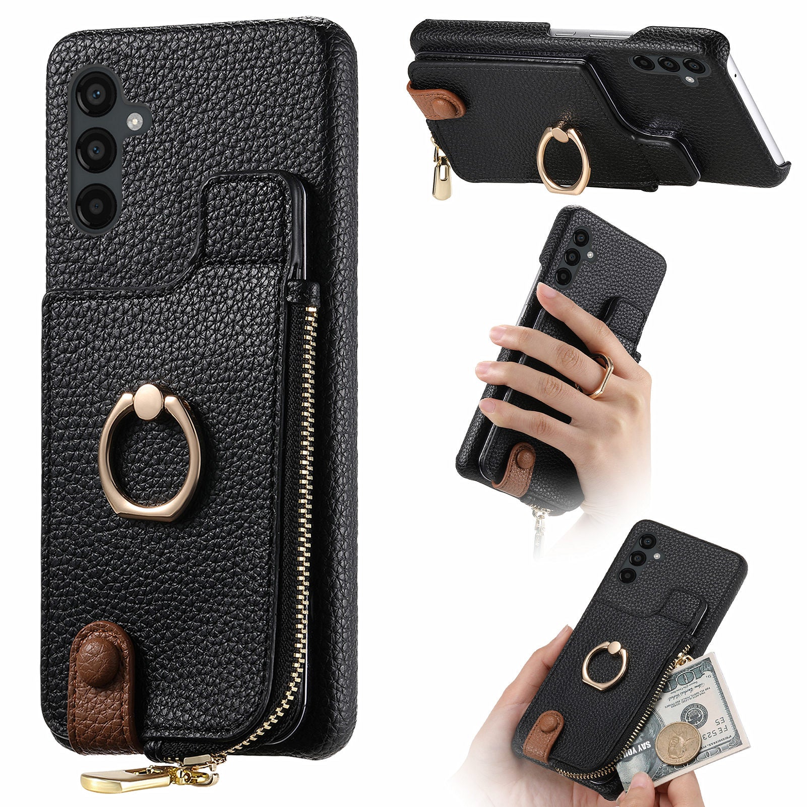 Y3 for Samsung Galaxy A54 5G Leather+TPU Anti-drop Case Kickstand Phone Cover with Zipper Pocket Y3 for Samsung Galaxy A54 5G Leather+TPU Anti-drop Case Kickstand Phone Cover with Zipper Pocket